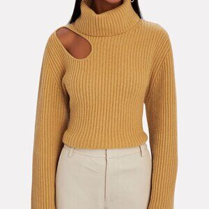 Jonathan Simkhai yellow Dustin cutout recycled cashmere sweater